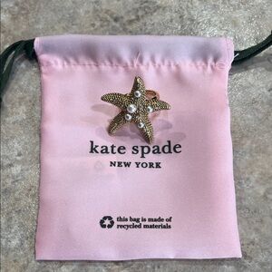 Kate Spade Gold Starfish Ring with Pearls and Crystals Size 7
